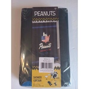 Peanuts Snoopy Patriotic Shower Fabric‎ Curtain  70in x72in 75 Years